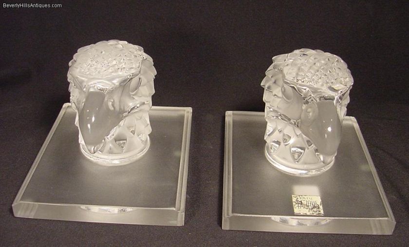 Lalique Eagle Head Bookends #1185300 Tete d Aigle  