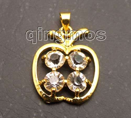 SALE exquisite 20*25mm apple shape crystal gold color pendant pen126 