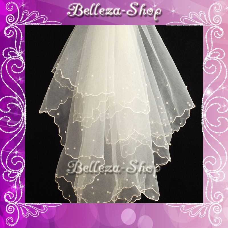 Ivory Bead Wedding Pageant Flower Girl Communion Veil  