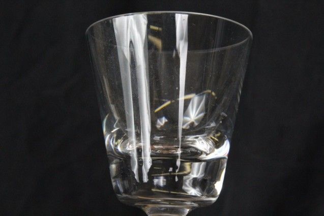 L553 8PC VAL ST LAMBERT CRYSTAL STEMMPED WINE GLASSES STATE PLAIN DISC 