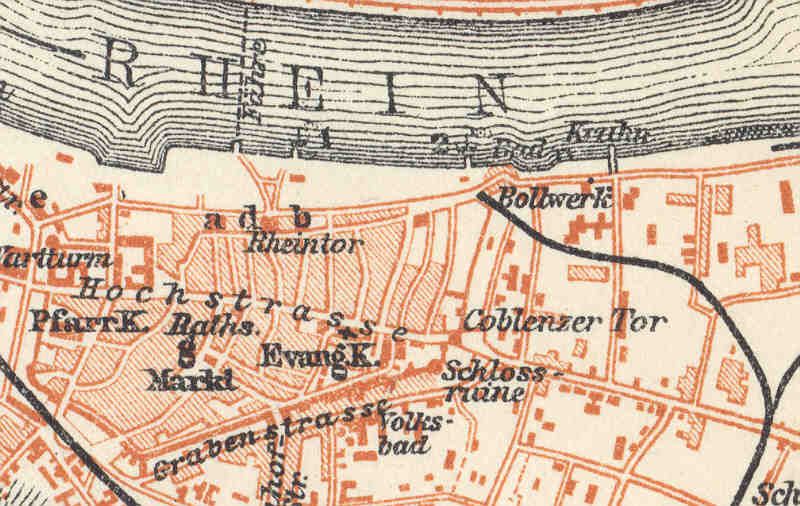 Germany ANDERNACH + NEUWIED. Old.Vintage Town Map.1926  