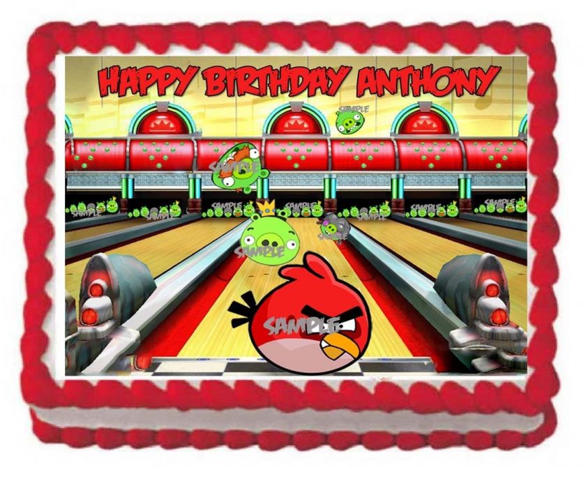 Sheet Angry Birds Bowling Birthday Party Edible Frosting Cake 
