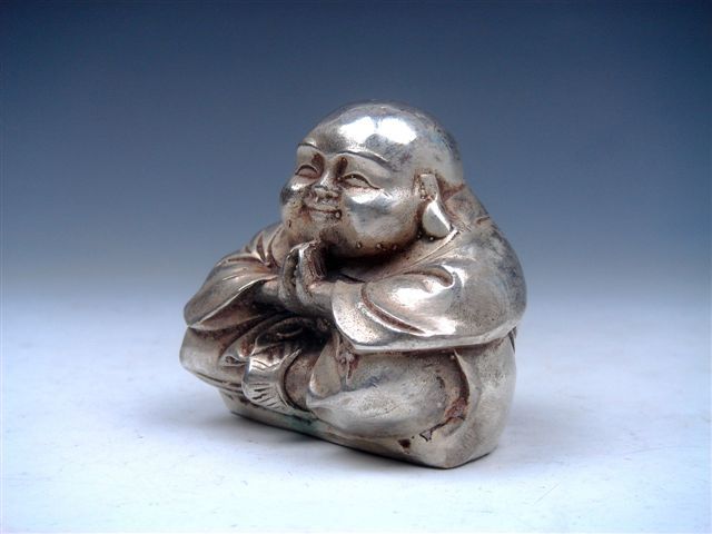 Ship From U.S* Vintage Tibetan Silver Copper Crafted Monk Boy Praying 