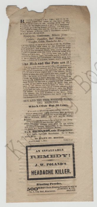 1855 NH Bank Establishment Merrimack River Bank handbill ads quack 