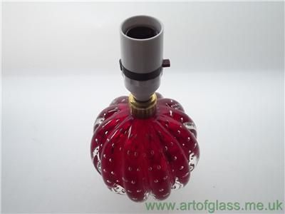 Archimede Seguso Murano ruby red bullicante vintage glass lamp  