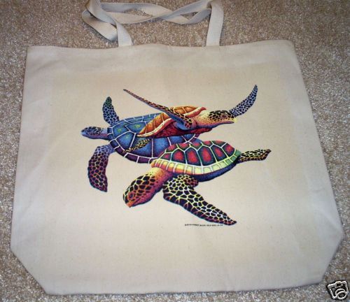 TROPICAL TURTLES New Oversize Canvas Cotton Tote Bag  