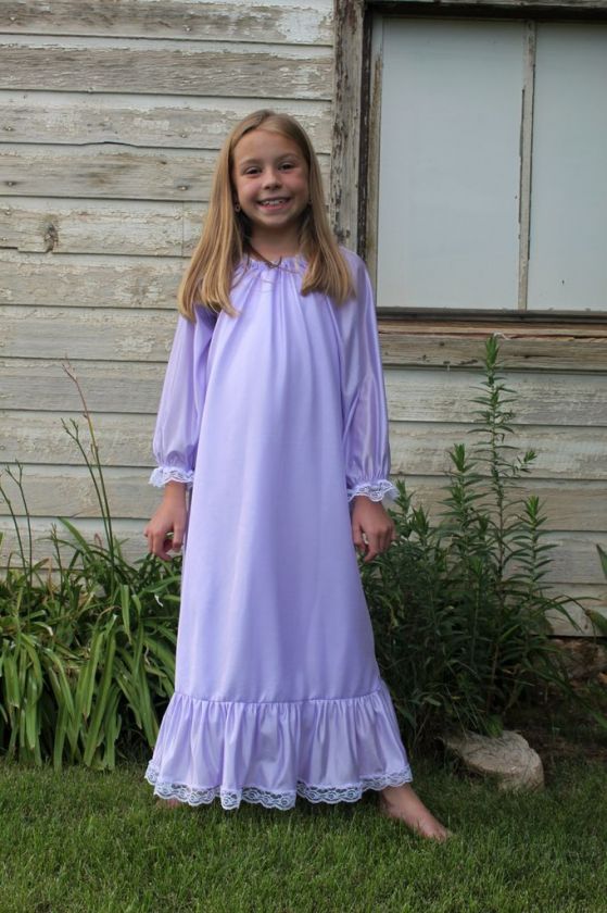 Girls Tricot Longsleeves Nightgown w/Ruffle (PASTELS)  