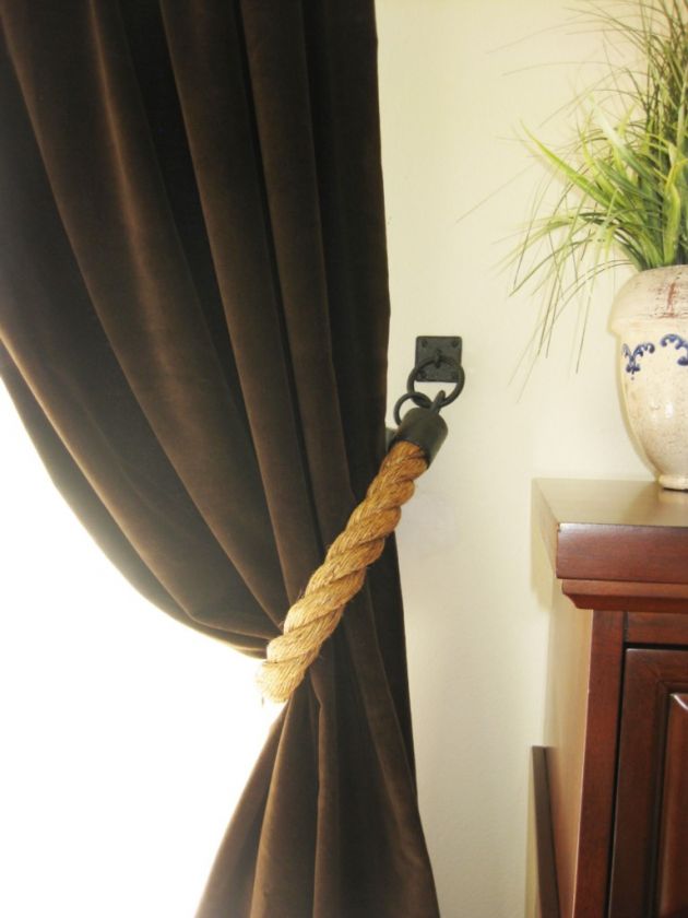 EXCLUSIV HAND Forged Iron Rope Curtain Drapery Tiebacks  