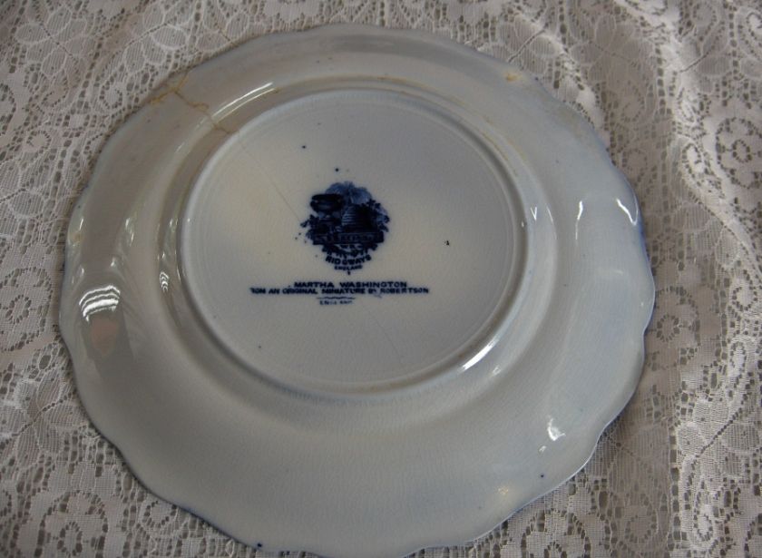 Antique Flow Blue Ridgways China George Washington & Martha Washington 