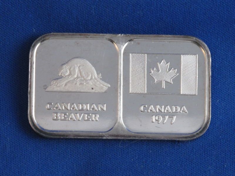 1977 CANADA BEAVER ROSARIO RESOURCES SILVER ART BAR  