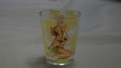 Hula Girl, PalmTrees And Coconuts Shot Glass  