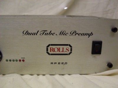 Rolls RP220 Dual Tube Mic Preamp 2 Channel Microphone Preamplifier RP 