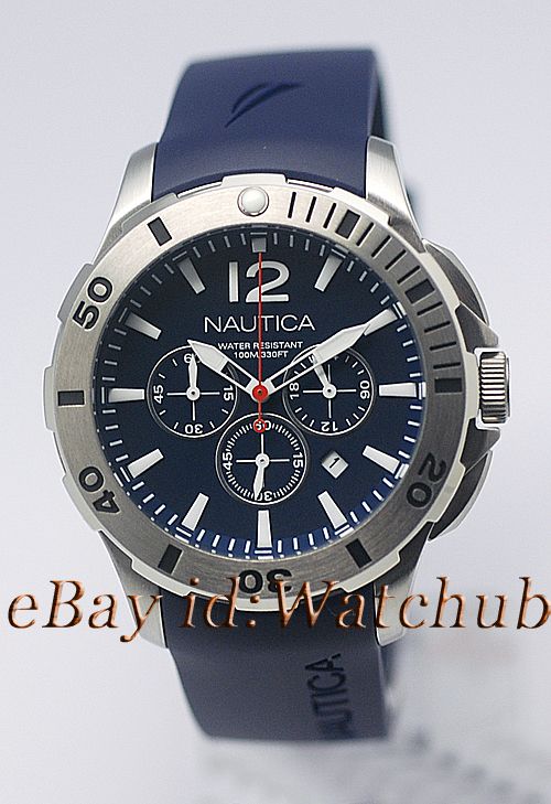 new 2011 NAUTICA MENS BFD 101 BLUE CHRONO 330FT WATCH  