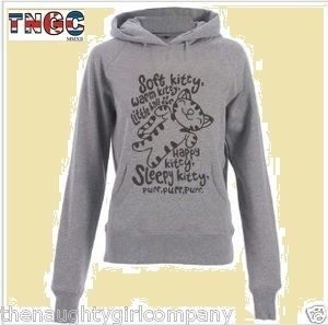 Soft Kitty   Big Bang Theory Sheer Womens Grey Fitted Hoody  