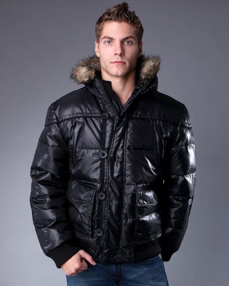 NEW Mens BUFFALO David Bitton JULO Fur Hooded Down Bomber Jacket Coat 