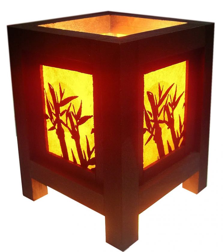 LOVELY MINI ASIAN ORIENTAL MOON BAMBOO TABLE LAMP  