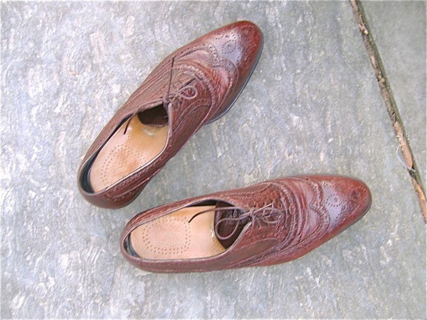   STUART Gleaming Brown Leather Blucher Wingtip Oxford Shoes $628  