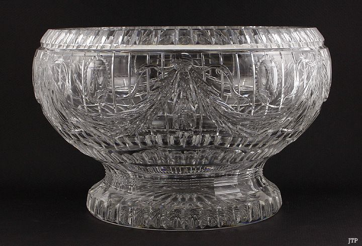 FINEST QUALITY CUT GLASS FLORAL CENTERPIECE PUNCH BOWL  