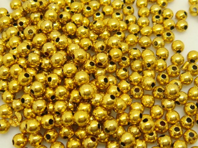 Free ship 4MM slippy silver/gold Plated Round Spacer Beads bsw  