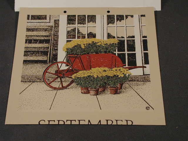 Still Life with Flower Cart, Color Ink Drawing by RP  