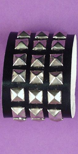 Triple Studded Wristband Punk Goth Costume Accessory  