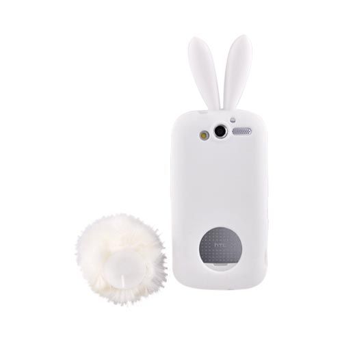 For T Mobile MyTouch 4G White Bunny Rubber Skin Silicone Case Cover 