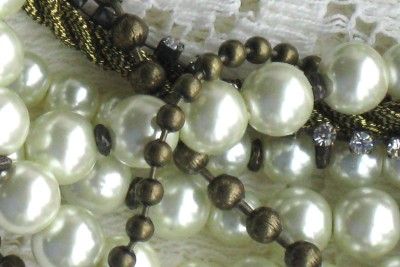 VINTAGE CHICOS MULTI 8 STRAND GLASS PEARLS RHINESTONES BRONZE BEADS 