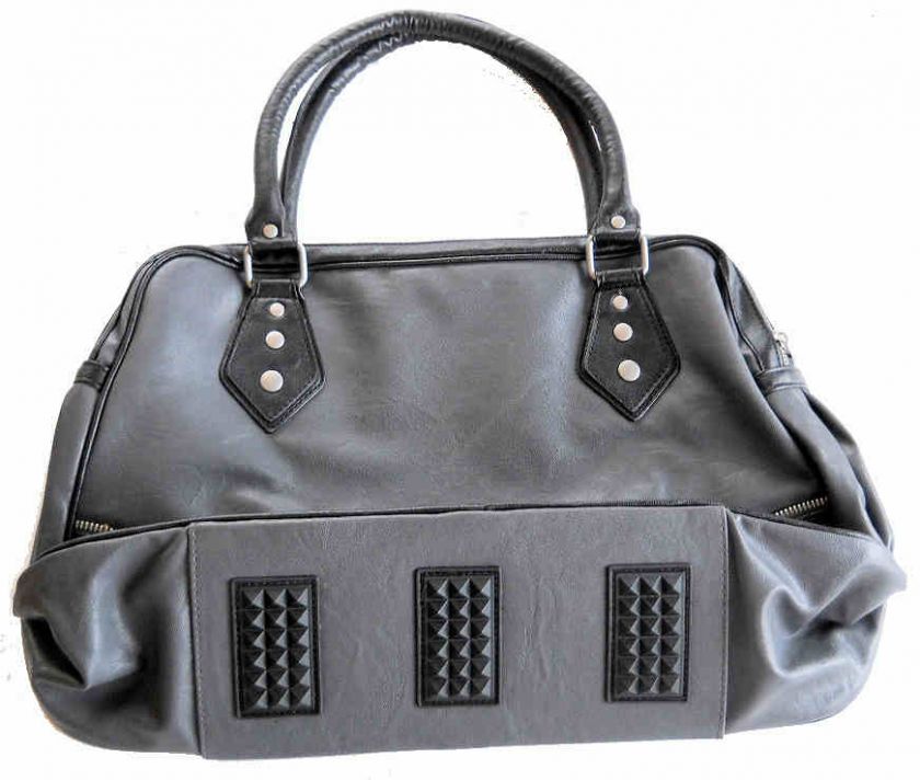 FOX RACING~ STONE GRAY ~HIGHWAY GIRL~ ZIPPER STUD TRIMMED BAG PURSE 