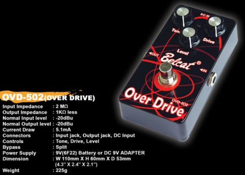 Brand New Belcat OVD 502 True Bypass Overdrive  