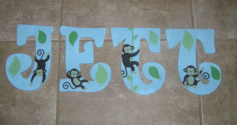 CUSTOM NURSERY WOODEN WALL LETTERS KIDSLINE MONKEY PLAY  