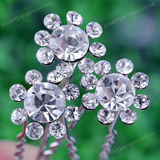   Color Crystal Flower Bridal Party Lady Hair Pin Clip Jewelry  