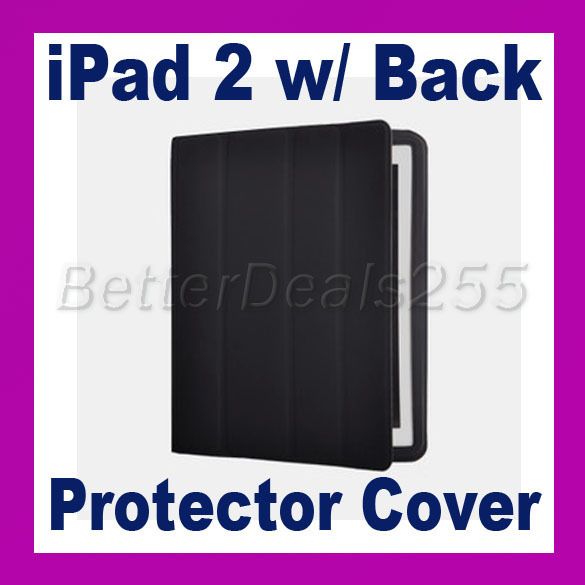 Black Slim Leather Cover W/ Back Case For Apple iPad 2  