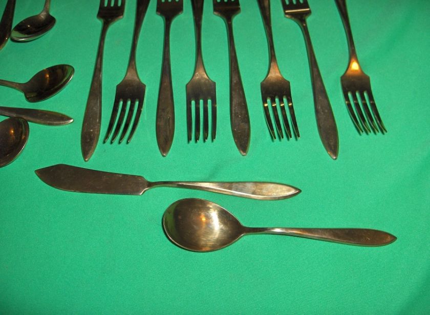 Vintage 50 Pc Set Dirilyte Regal Gold Flatware Silver Ware NICE  