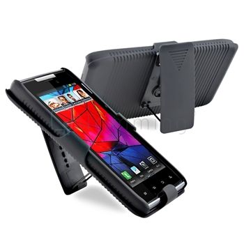 Belt Clip Holster w/Kick Stand Black For Motorola DROID RAZR XT912 