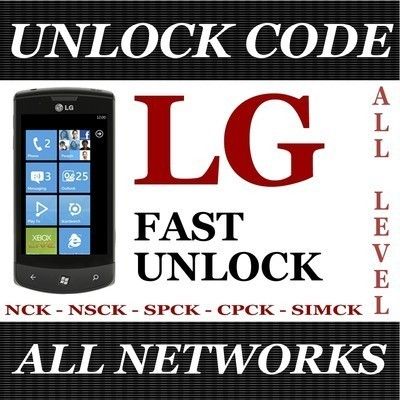 UNLOCK CODE 4 ANY LG C900B P500h Quantum E720B Chic GT540 Optimus One 