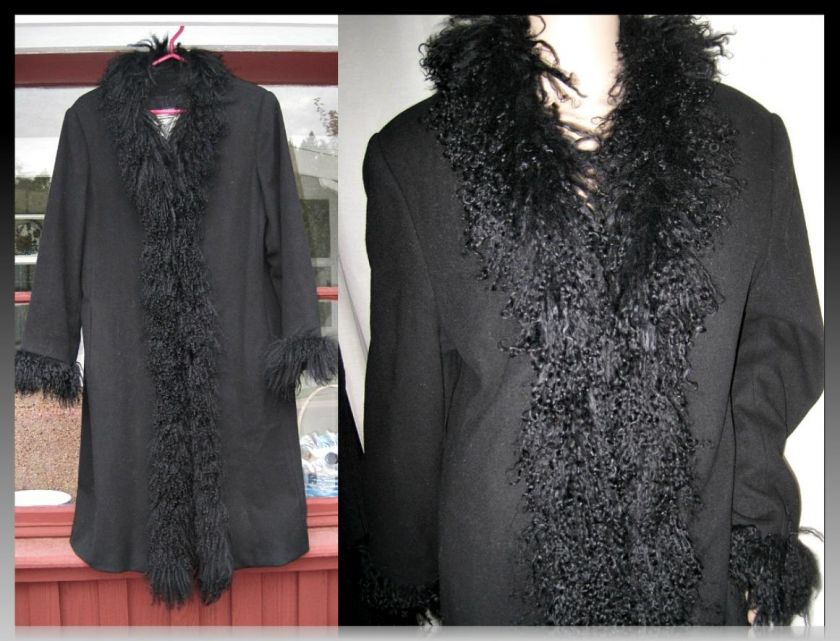   Black GOTHIC SHAGGY MONGOLIAN Tibetian SHEEP Curly fur COAT M  