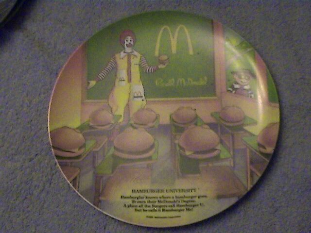 1989 hamberger university mcdonalds corp.plate vtg rare  