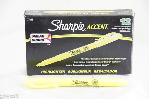 NEW Sharpie Accent Pocket Highlighter yellow pack of 12  