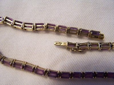 14KT Yellow Gold and Amethyst Tennis Bracelet   Fix or Scrap 7.9 Grams 