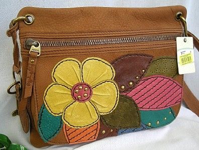 NWT FOSSIL SASHA Bright Floral Multicolor Leather CROSSBODY Shoulder 