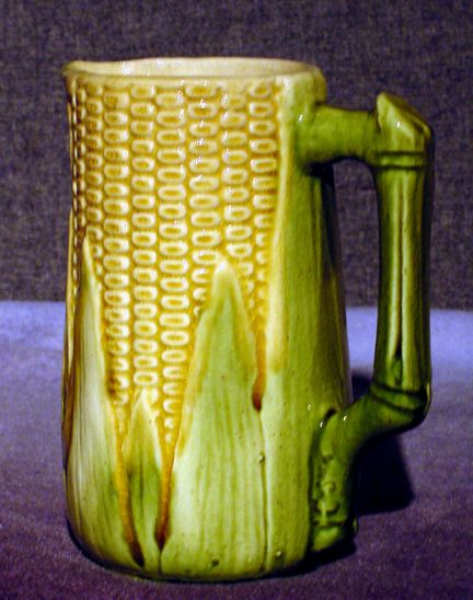 BRUSH McCOY CUSICK SIGNED MAJOLICA CORNLINE PITCHER  