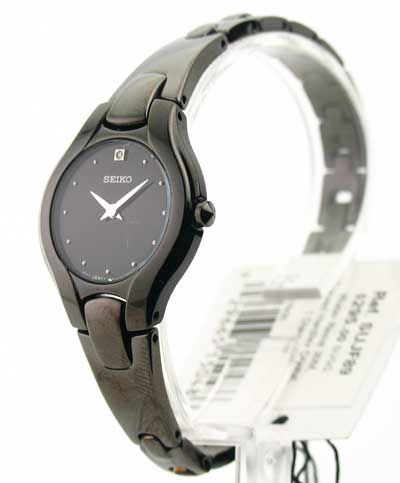 SUJF89 Womens Seiko Black Steel New Diamond Watch  