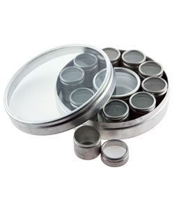 GLASS TOP ROUND ALUMINUM STORAGE BOX SET 12 pcs  