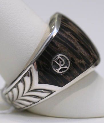 DAVID YURMAN Palm Wood 3 Sided Mens Ring Silver 10 $650  