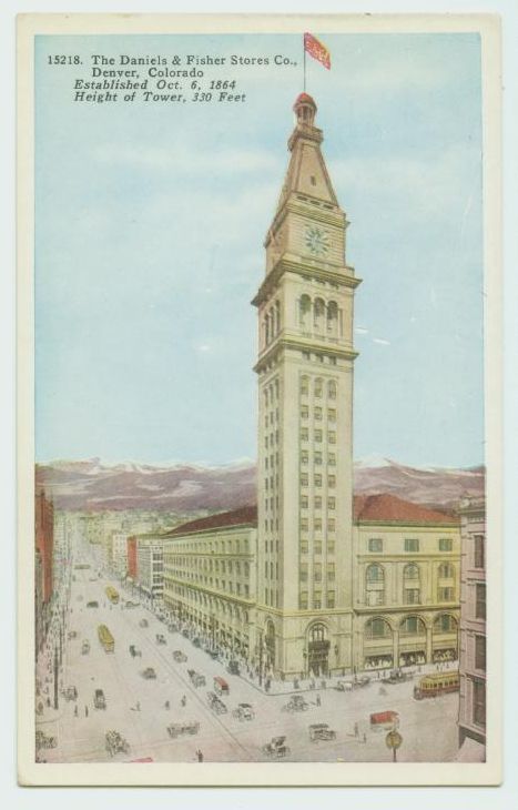   DANIELS & FISHER DEPT STORE & SURROUNDS DENVER CO c1910 POSTCARD