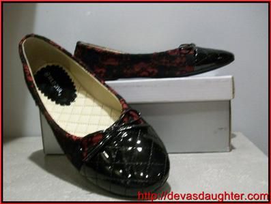 BALLET FLATS Red Black Lace Patent/WILD DIVA Shoes  5.5  