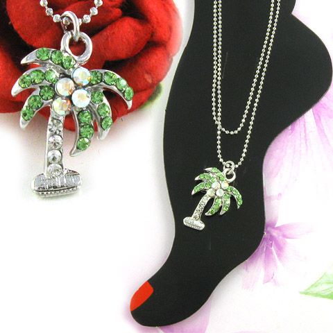 GREEN CLEAR TROPICAL PALM TREE ANKLE ANKLET BRACELET 11  
