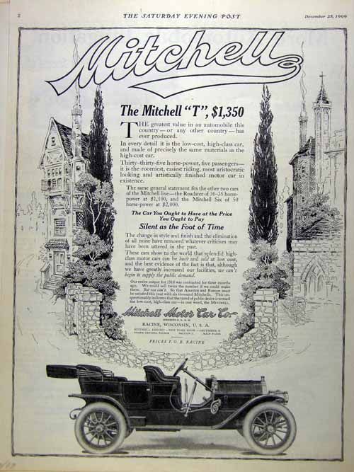   for 1910 Mitchell T automobile. The ad was published in 1909