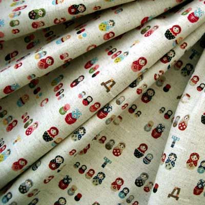 Japanese~Kokka~TINY RUSSIAN DOLLS~GRAY~Fabric 1/2 Yd.  