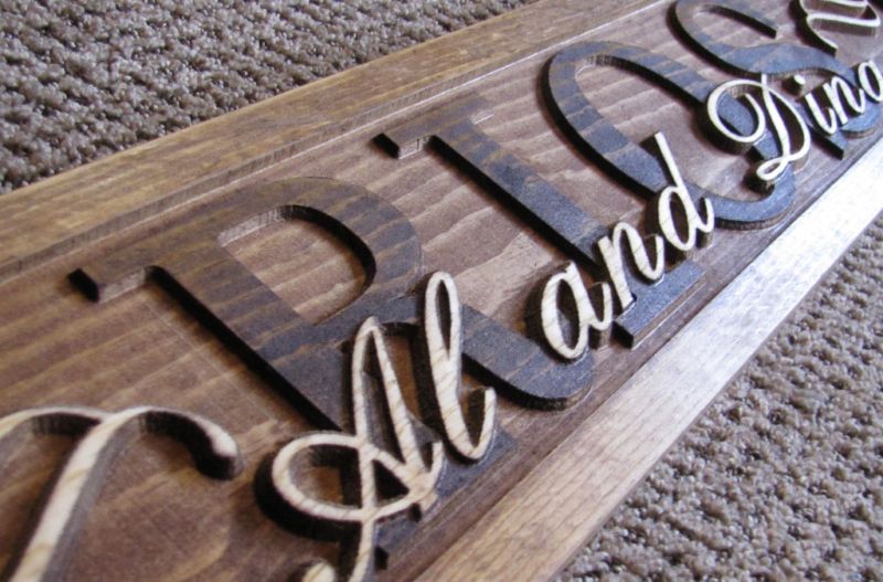   Custom Carved Wood Wedding Gift Family Last Name Est Couples  